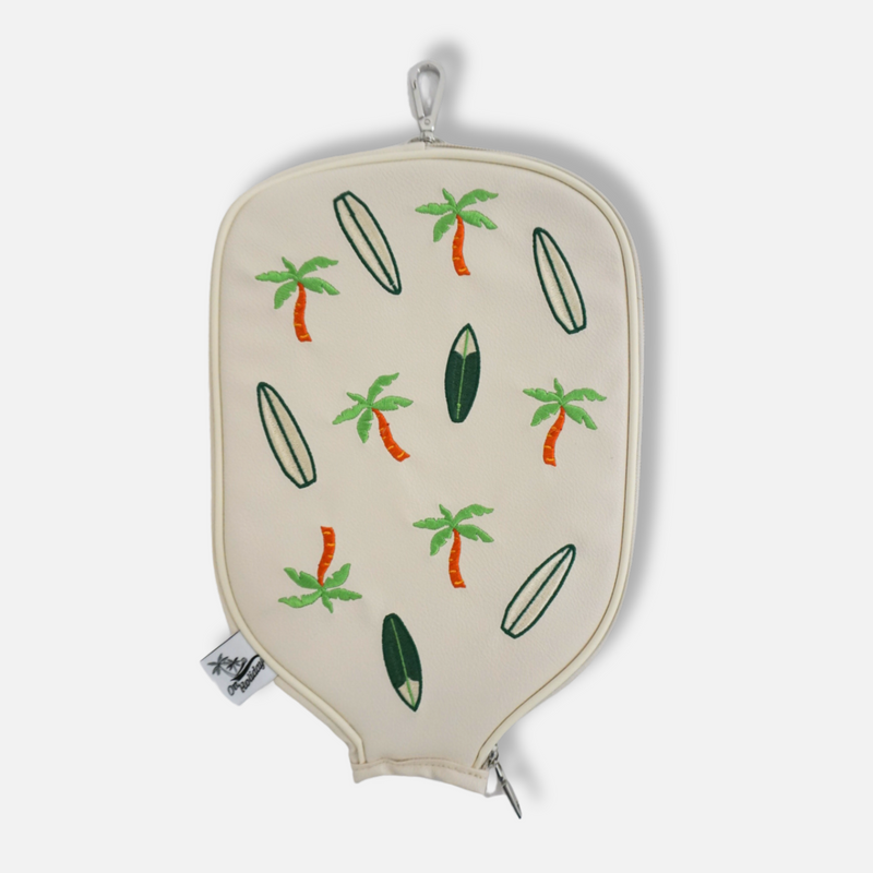 Surfer Patch Leather Pickleball Paddle Cover