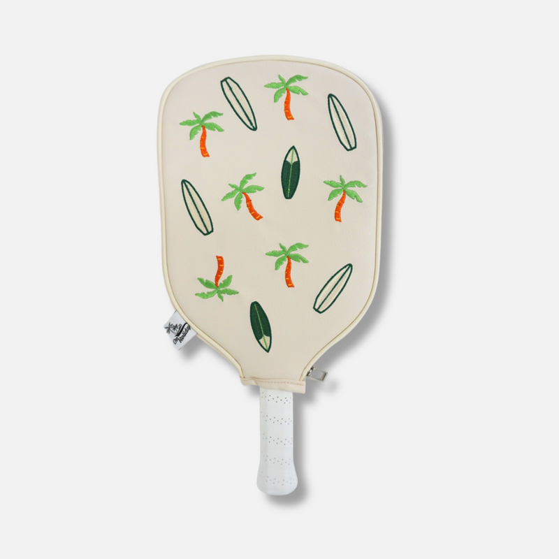 Surfer Patch Leather Pickleball Paddle Cover